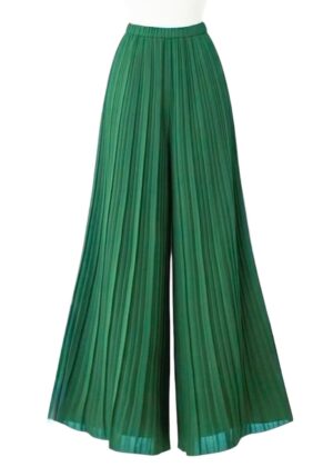 Pantalon magique plissé vert Alma du 34 au 50