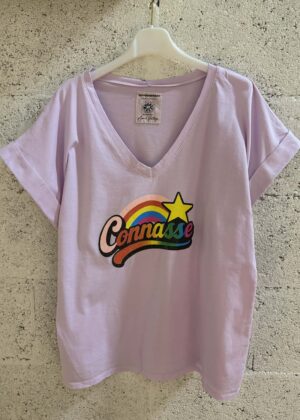 Tee-shirt April Vintage conasse lilas arc en ciel
