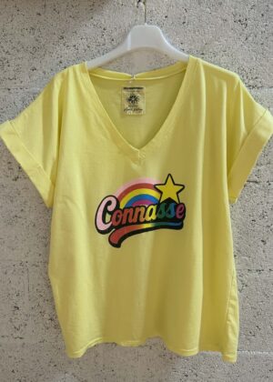 Tee-shirt April Vintage conasse jaune arc ciel
