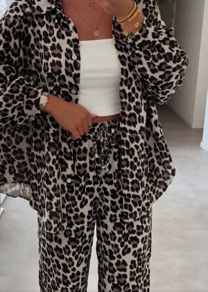 Chemise blouse leopard marron