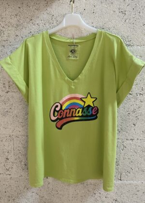 Tee-shirt April Vintage conasse vert arc en ciel