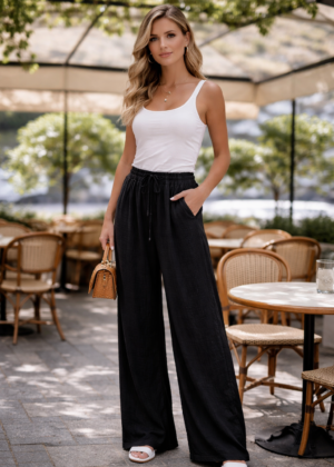 Pantalon gaz de coton noir taille unique