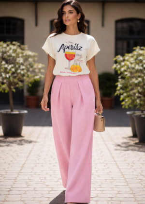 Pantalon poches et pince rose