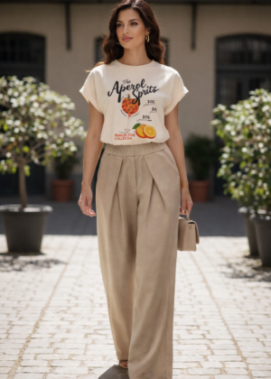 Pantalon poches et pince taupe