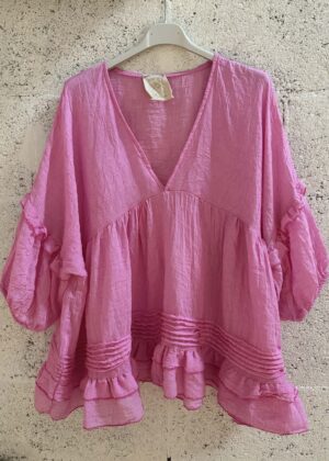 Blouse bohème April Vintage rose oversize