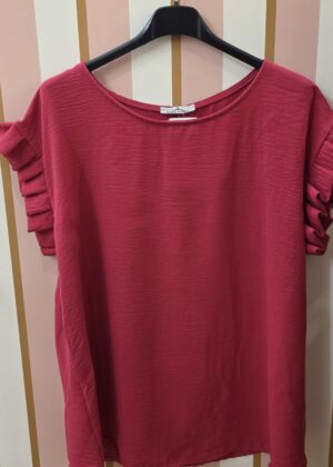 Top fushia grande taille manches froufrou
