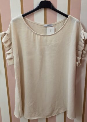 Top beige manches froufrou