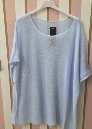Pull fin maillé bleu grande taille