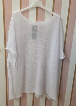 Pull fin maillé blanc grande taille
