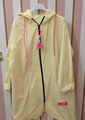 Veste Coupe-Vent parka mi-Longue à Capuche jaune clair
