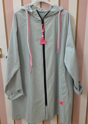 Veste Coupe-Vent parka mi-Longue à Capuche vert menthe