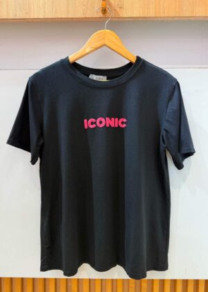 Tee-shirt grande taille noir Iconic rose fluo