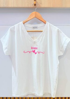 Tee-shirt blanc iconic rose grande taille