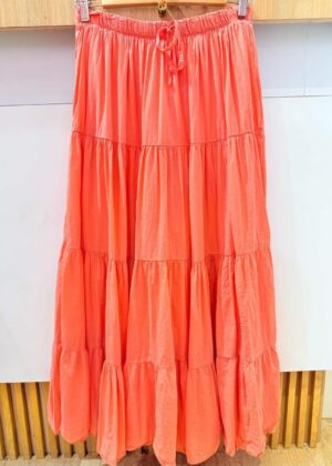 Jupe bohème corail fluide et légère avec doublure, Élastique à la taille