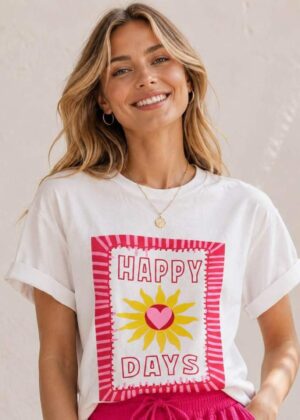 T-shirt Col rond avec imprimé HAPPY DAYS