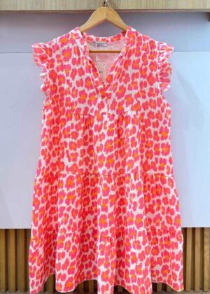 Robe gaze de coton ultra confortable, avec son imprimé léopard rose tendance