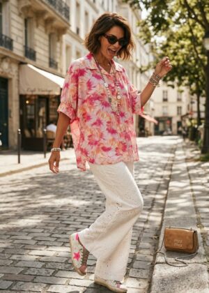 Blouse April Vintage oversizr rose