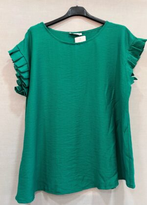 Top vert manches froufrou
