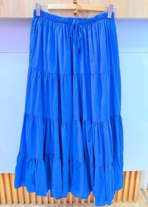 Jupe bohème bleu roi fluide et légère avec doublure, Élastique à la taille