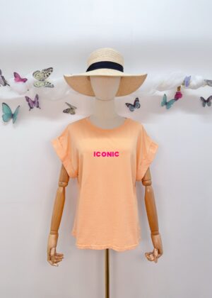 Tee-shirt Iconic abricot villes dans le dos fluo