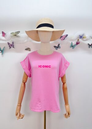 Tee-shirt Iconic rose baby villes dans le dos fluo