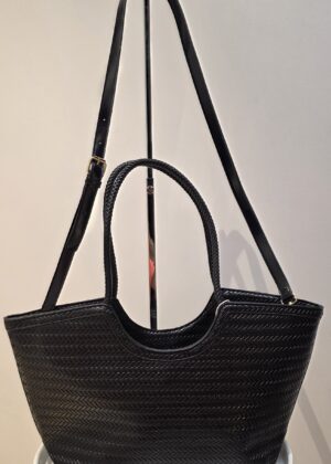 Sac style panier noir avec bandoulière et bourse