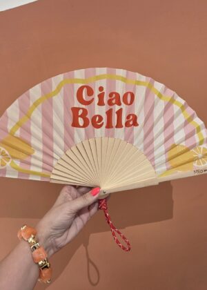 Éventail ciao belle rose et jaune