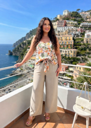 Pantalon fluide et fin avec ceinture grande taille