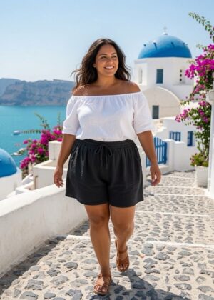 Short gaz de coton noir