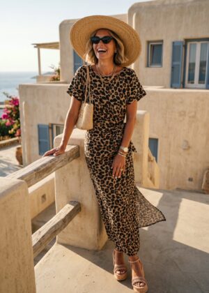 Robe nœud April Vintage léopard