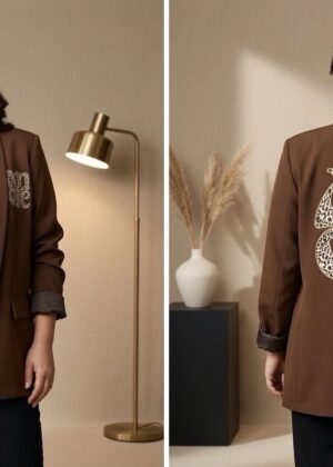 Blazer marron et léopard Amore grande taille