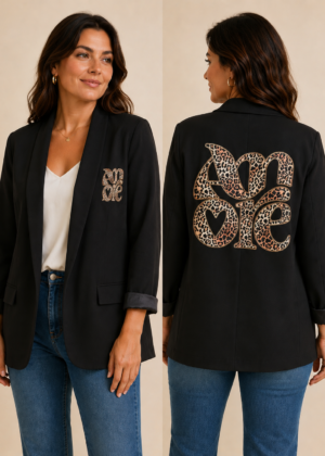 Blazer noir et léopard Amore  Taille unique 36/42