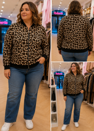 Veste gilet Bombers léopard  grande taille