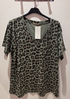 Tee-shirt léopard kaki
