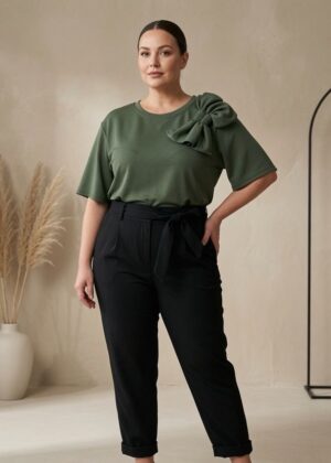 Top kaki avec gros nœud grande taille