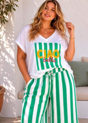 Tee-shirt Ciao Bella vert grande taille