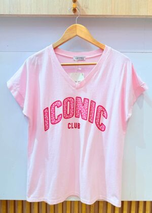 Tee-shirt Iconic pois rose grande taille