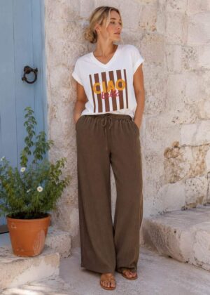 Tee-shirt Ciao Bella marron taille unique