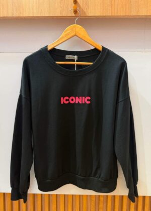 Sweat Iconic noir et rose grande taille