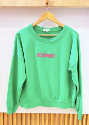 Sweat Iconic vert et rose grande taille