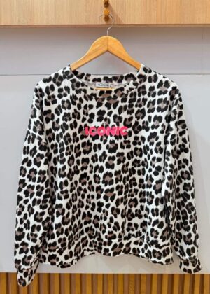Sweat Iconic léopard blanc grande taille