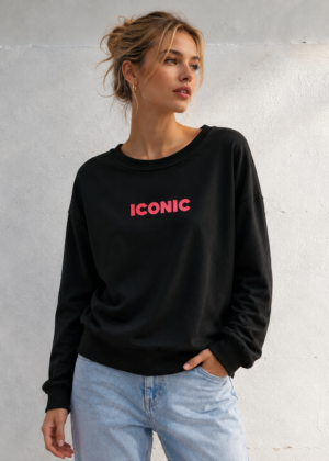 Sweat Iconic noir et rose taille unique