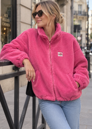 Veste polaire rose fushia la vie est belle