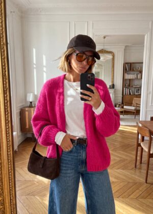 Gilet April Vintage Mohair fushia fluo