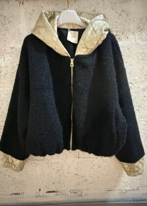 Veste capuche April Vintage noir et Gold