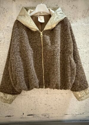 Veste capuche April Vintage marron chiné et Gold