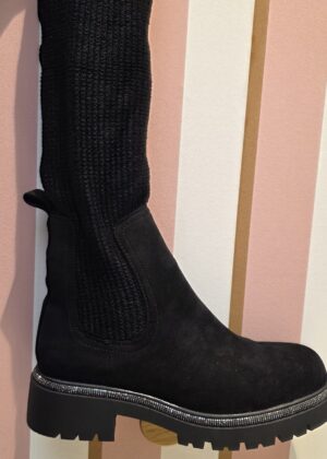 Bottes mollet très extensible noir et strass