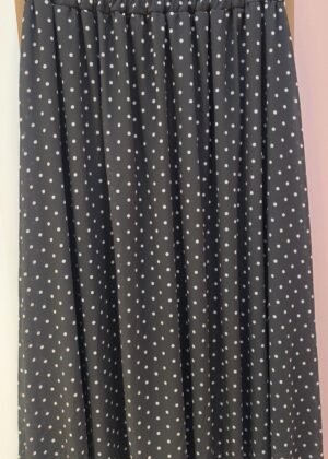 Jupe kaki à pois mi longue avec doublure