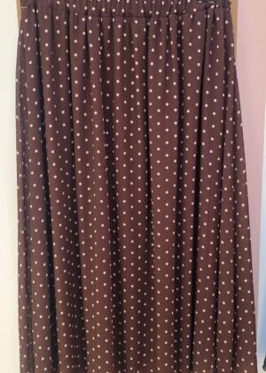 Jupe camel à pois mi longue avec doublure