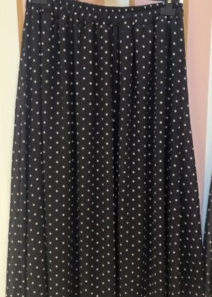 Jupe noir à pois mi longue avec doublure
